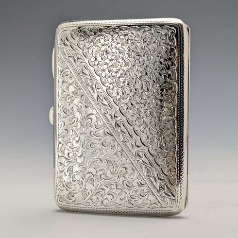 1895 British antique double door sterling silver card case 101g Joseph Gloster