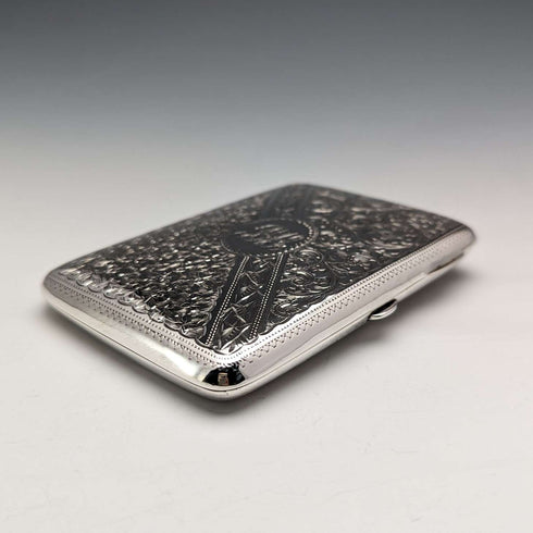 1895 British antique double door sterling silver card case 101g Joseph Gloster