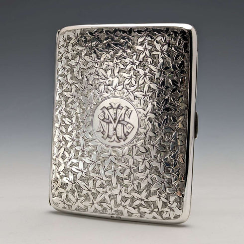Tarjetero de plata pura, estilo antiguo inglés, doble apertura, 108 g, Deakin and Francis, 1906