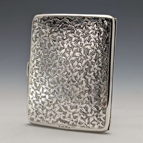 Tarjetero de plata pura, estilo antiguo inglés, doble apertura, 108 g, Deakin and Francis, 1906