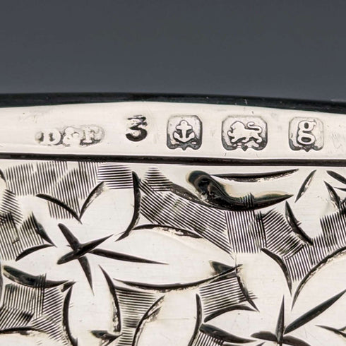 Tarjetero de plata pura, estilo antiguo inglés, doble apertura, 108 g, Deakin and Francis, 1906