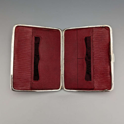 Tarjetero de plata pura, estilo antiguo inglés, doble apertura, 108 g, Deakin and Francis, 1906