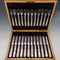 1898 British antique white mother-of-pearl handle dessert cutlery set of 12 in wooden box