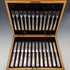 1898 British antique white mother-of-pearl handle dessert cutlery set of 12 in wooden box