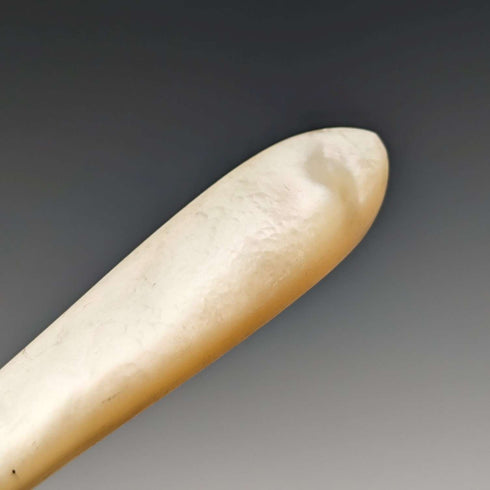 1870 British antique carved mother-of-pearl handle fruit cutlery set of 5 pairs in wooden box by MARTIN HALL