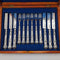 Juego de cubiertos para fruta de plata esterlina, 6 pares, total 561 g, William Sansom, antigüedad británica de 1842, en caja de madera