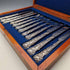 Juego de cubiertos para fruta de plata esterlina, 6 pares, total 561 g, William Sansom, antigüedad británica de 1842, en caja de madera