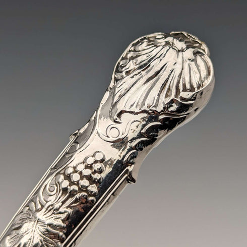 Juego de cubiertos para fruta de plata esterlina, 6 pares, total 561 g, William Sansom, antigüedad británica de 1842, en caja de madera