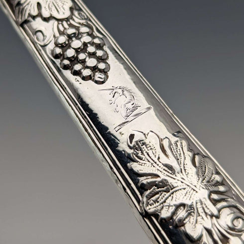 Juego de cubiertos para fruta de plata esterlina, 6 pares, total 561 g, William Sansom, antigüedad británica de 1842, en caja de madera