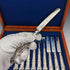 Juego de cubiertos para fruta de plata esterlina, 6 pares, total 561 g, William Sansom, antigüedad británica de 1842, en caja de madera