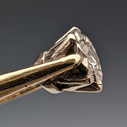 Anillo vintage británico de oro de 9 quilates y diamante de 1980 (talla 12) RandD