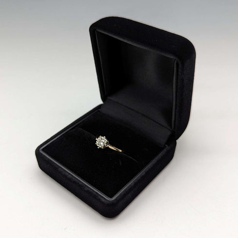Anillo vintage británico de oro de 9 quilates y diamante de 1980 (talla 12) RandD