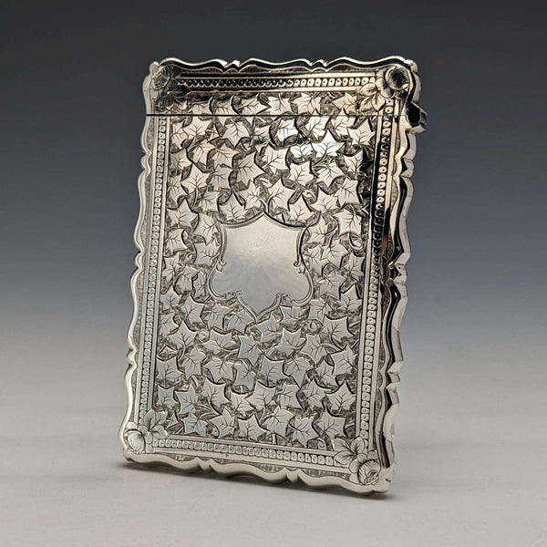 1883 British antique sterling silver card case 47g George Unite