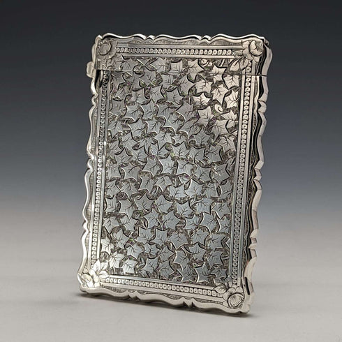 1883 British antique sterling silver card case 47g George Unite
