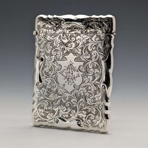 Tarjetero grande de plata de ley, antiguo, británico, 1903, 87 g, William Bruford and Sons