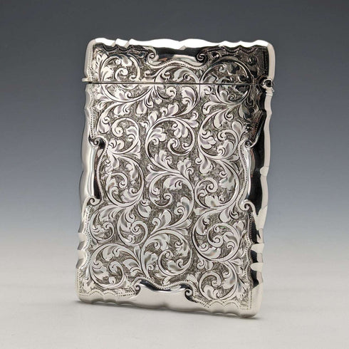 Tarjetero grande de plata de ley, antiguo, británico, 1903, 87 g, William Bruford and Sons
