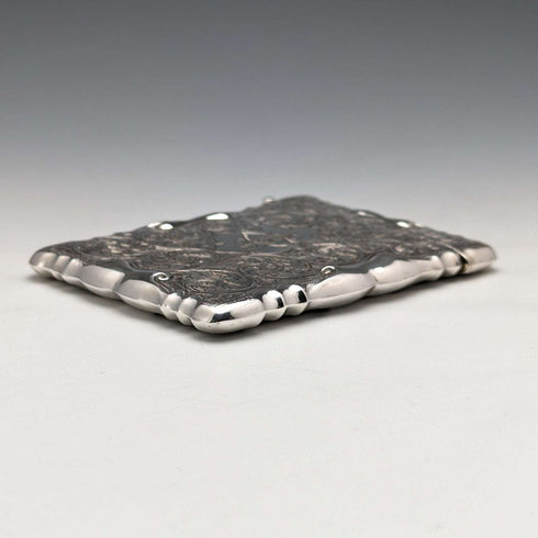 Tarjetero grande de plata de ley, antiguo, británico, 1903, 87 g, William Bruford and Sons