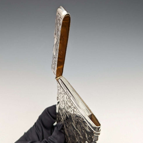 Tarjetero grande de plata de ley, antiguo, británico, 1903, 87 g, William Bruford and Sons