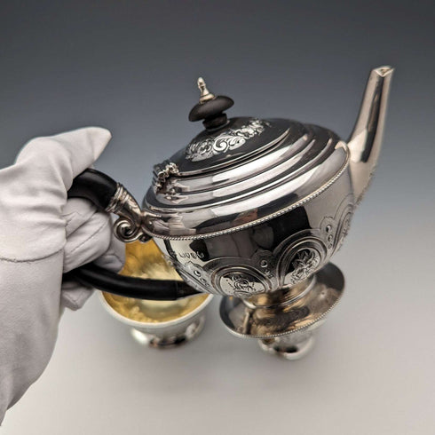 1889年頃 英国アンティーク 純銀製バチェラーティーセット 計471g Mappin and Webb