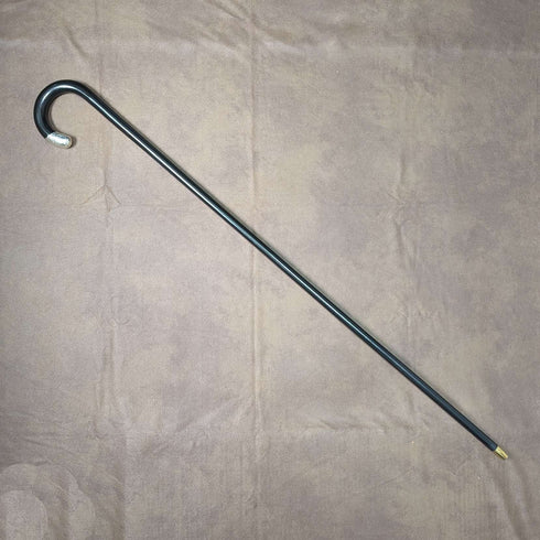 1928 Bastón vintage inglés para caballero, decoración de plata de ley, fuste negro, 91 cm, A&S