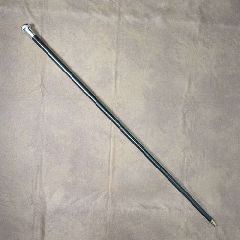 Bastón de caballero antiguo británico de 1924, mango redondo de plata esterlina, eje negro, 87 cm, JH