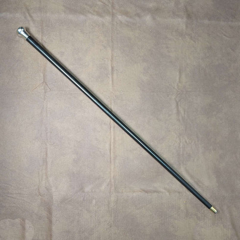 Bastón vintage británico para caballero, 1925, mango redondo de plata esterlina, eje negro, 91 cm, J Howell