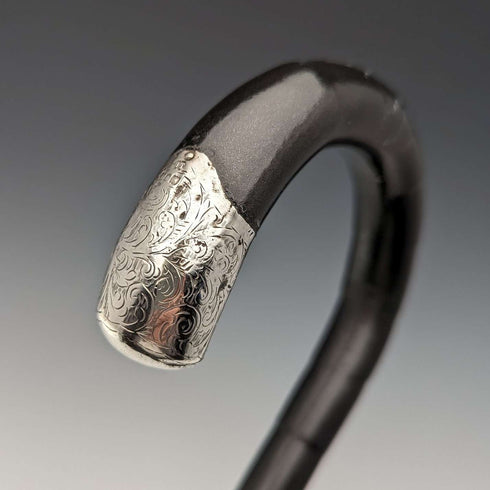 1911年 英国アンティーク 紳士用ステッキ 純銀装飾 ブラックシャフト 85cm Henry Tracy Sons