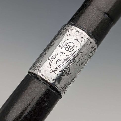 1911年 英国アンティーク 紳士用ステッキ 純銀装飾 ブラックシャフト 85cm Henry Tracy Sons