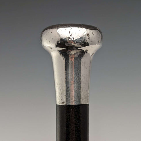 Bastón de caballero antiguo británico de 1924, mango redondo de plata esterlina, eje negro, 87 cm, JH