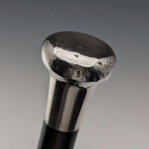 Bastón de caballero antiguo británico de 1924, mango redondo de plata esterlina, eje negro, 87 cm, JH