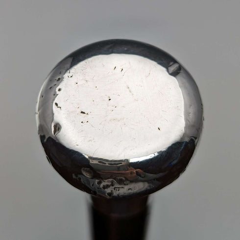 Bastón de caballero antiguo británico de 1924, mango redondo de plata esterlina, eje negro, 87 cm, JH