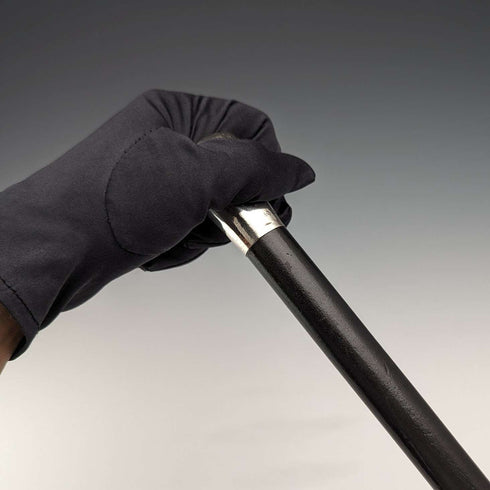 Bastón de caballero antiguo británico de 1924, mango redondo de plata esterlina, eje negro, 87 cm, JH