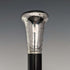 Bastón de caballero antiguo británico de 1922, plata maciza grabada con mango redondo, fuste negro, 90 cm, TD