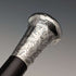 Bastón de caballero antiguo británico de 1922, plata maciza grabada con mango redondo, fuste negro, 90 cm, TD