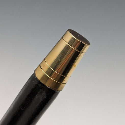 Bastón de caballero antiguo británico de 1922, plata maciza grabada con mango redondo, fuste negro, 90 cm, TD