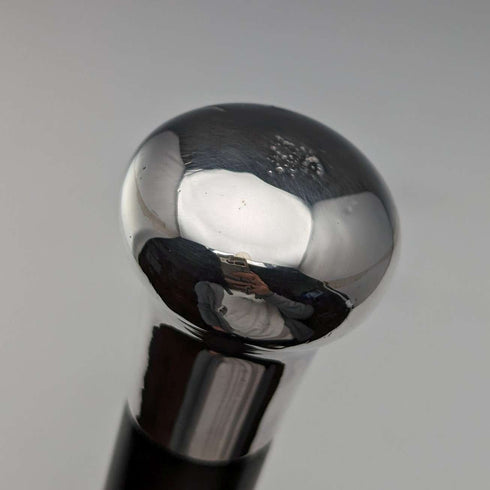 Bastón vintage británico para caballero, 1925, mango redondo de plata esterlina, eje negro, 91 cm, J Howell