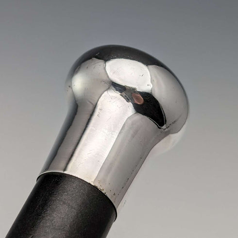 Bastón vintage británico para caballero, 1925, mango redondo de plata esterlina, eje negro, 91 cm, J Howell