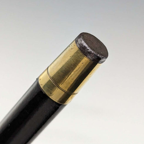 Bastón vintage británico para caballero, 1925, mango redondo de plata esterlina, eje negro, 91 cm, J Howell