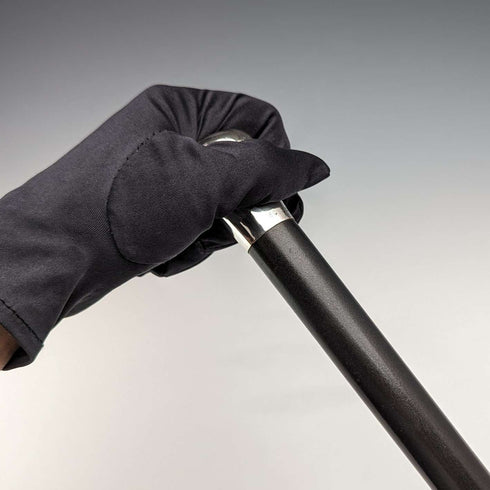 Bastón vintage británico para caballero, 1925, mango redondo de plata esterlina, eje negro, 91 cm, J Howell
