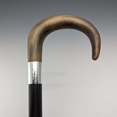 Bastón vintage para caballero, Reino Unido 1932, empuñadura de cuerno, detalles en plata de ley, 92 cm, K&S