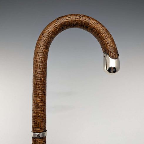 ヴィンテージ 紳士用 籐編み ウィッカーステッキ 杖 87cm