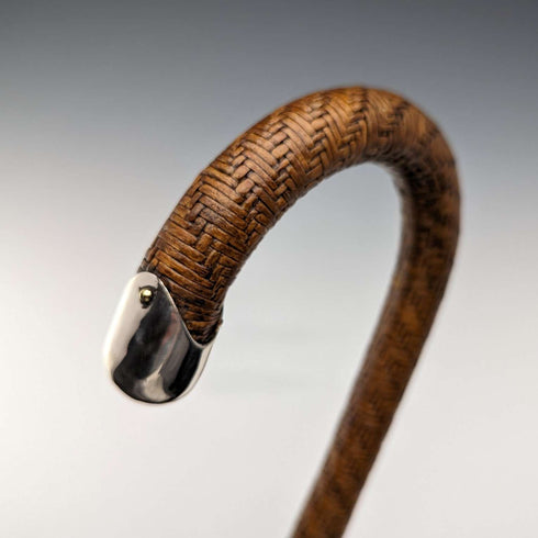 ヴィンテージ 紳士用 籐編み ウィッカーステッキ 杖 87cm