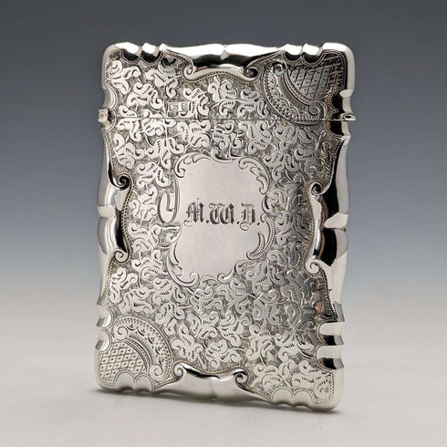 1903 British antique sterling silver card case, 95g, John Rose