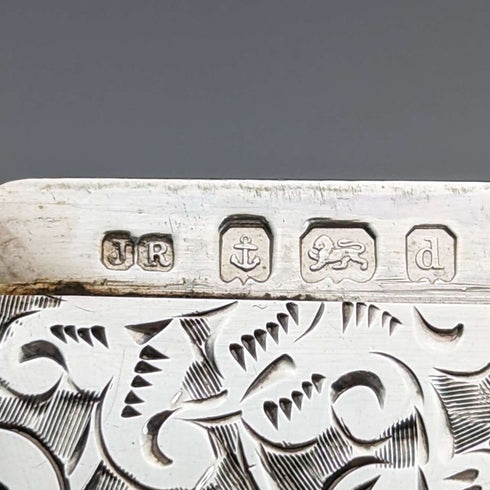 1903 British antique sterling silver card case, 95g, John Rose