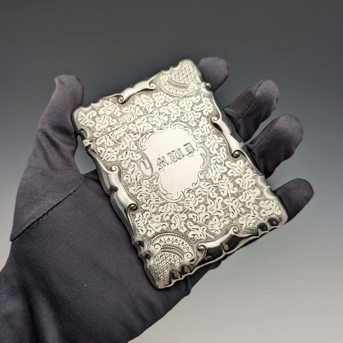 1903 British antique sterling silver card case, 95g, John Rose