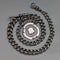 Cadena Albert de plata de ley, antigua, británica, circa 1900, 52 g, con medalla fob de plata de ley