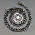 Cadena Albert de plata de ley, antigua, británica, circa 1900, 52 g, con medalla fob de plata de ley