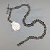 Cadena Albert de plata de ley, antigua, británica, circa 1900, 52 g, con medalla fob de plata de ley