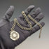 Cadena Albert de plata de ley, antigua, británica, circa 1900, 52 g, con medalla fob de plata de ley
