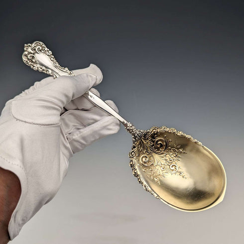 Circa 1900 American antique sterling silver serving spoon